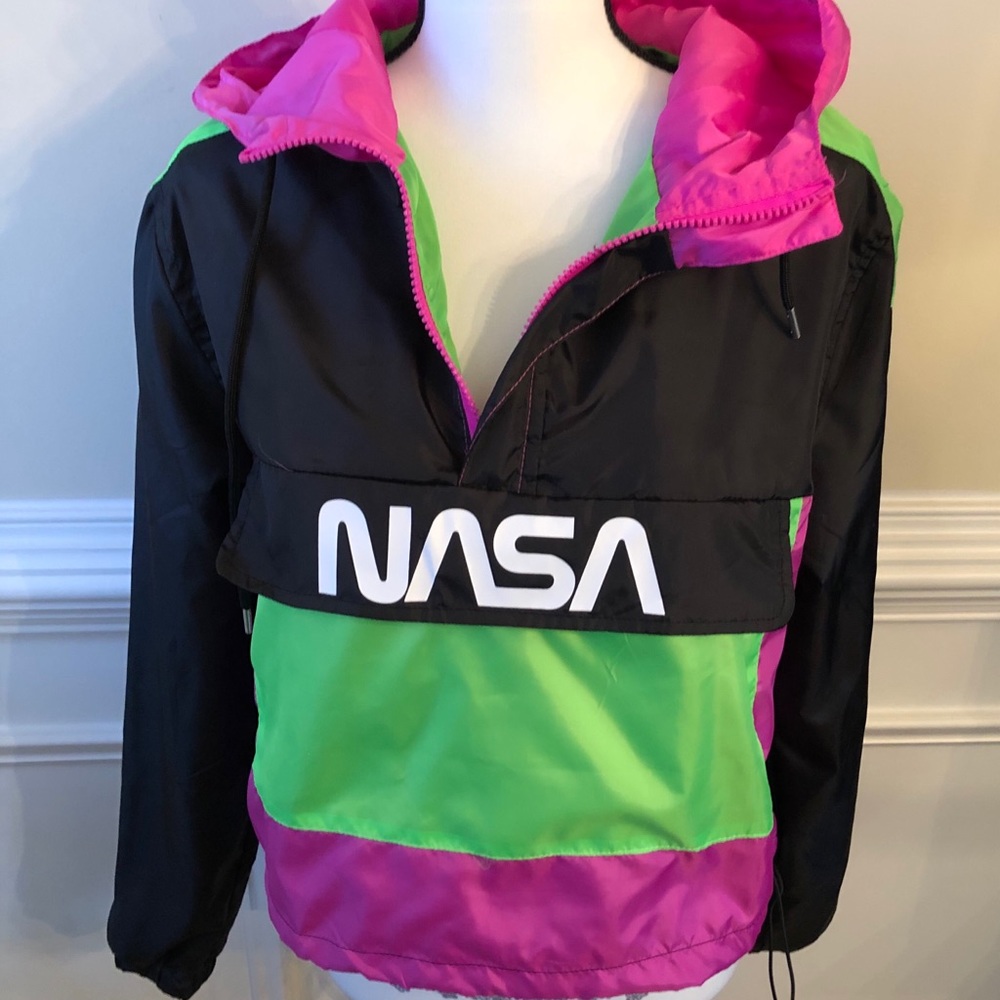 ‼️SOLD‼️H.P.🏆 Neon NASA To The Moon Windbreaker - Picture 3 of 8